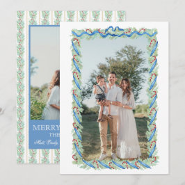 Preppy Christmas Garland Nutcracker Candy 2 Photos Julkort