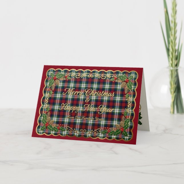 Preppy Christmas Plaid  Helgkort (Framsida)