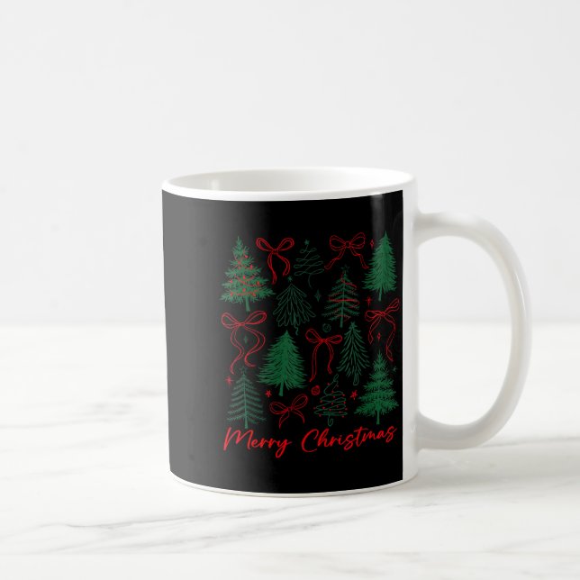 Preppy Christmas Tree Merry Xmas Girly Coquette Ki Kaffemugg (Höger)