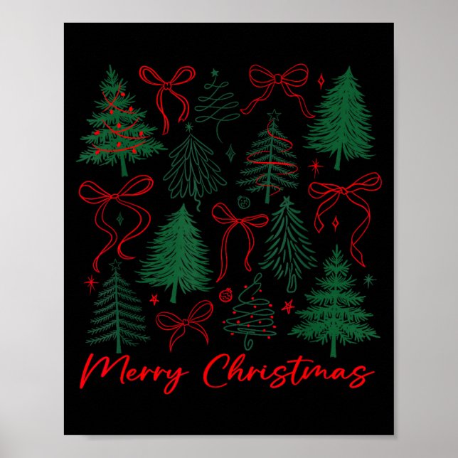 Preppy Christmas Tree Merry Xmas Girly Coquette Ki Poster (Framsidan)