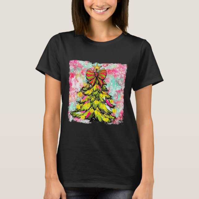 Preppy Christmas Tree Sungles Coquette Xmas Girly  T Shirt (Framsida)