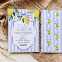 Preppy Citrus Ciao Miss Bröllopsfestinladning