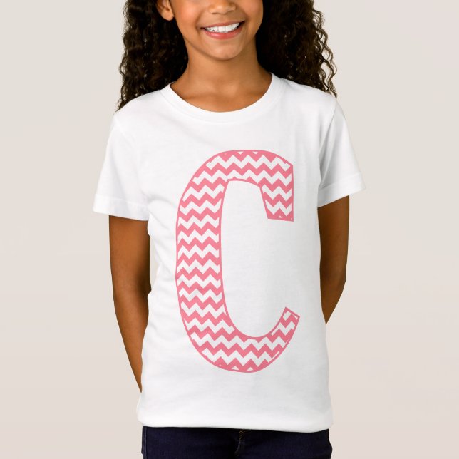 Preppy Classic Rosa Chevron Brev C Monogram T-shirt (Framsida)