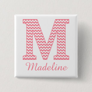 Preppy Classic Rosa Chevron Brev M Monogram Knapp