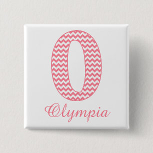 Preppy Classic Rosa Chevron Brev O Monogram Knapp