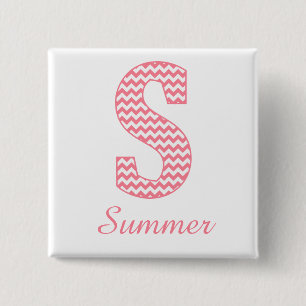 Preppy Classic Rosa Chevron Brev S Monogram Knapp