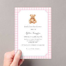 Preppy Classic Teddy Bear Baby Shower Akryl Invita
