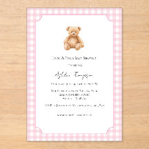 Preppy Classic Teddy Bear Baby Shower Akryl Invita