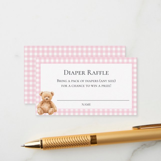 Preppy Classic Teddy Bear Baby Shower Inkludering  Tilläggskort (Fram/Back In Situ)