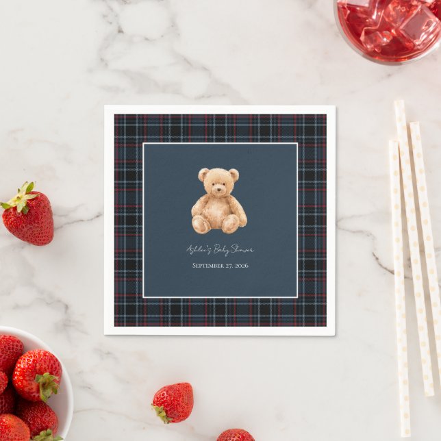 Preppy Classic Teddy Bear Baby Shower  Pappersservett (Insitu)