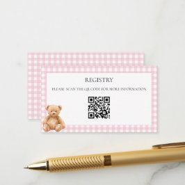 Preppy Classic Teddy Bear Baby Shower QR-kod Tilläggskort