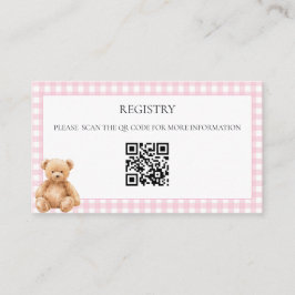 Preppy Classic Teddy Bear Baby Shower QR-kod Tilläggskort