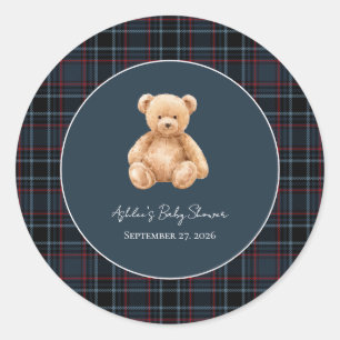 Preppy Classic Teddy Bear Baby Shower Runt Klistermärke