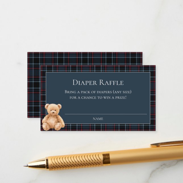 Preppy Classic Teddy Bear Baby Shower  Tilläggskort (Fram/Back In Situ)