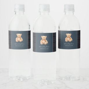 Preppy Classic Teddy Bear Baby Shower Vattenflaskor Etikett