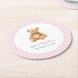 Preppy Classic Teddybjörn Babyshower Underlägg Papper Rund