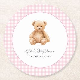 Preppy Classic Teddybjörn Babyshower  Underlägg Papper Rund