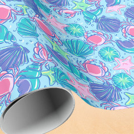 Preppy Coastal Beach Snäcka Crab Presentpapper