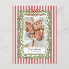 Preppy Coastal Bow Family Photo Christmas Holiday  Helg Vykort