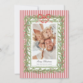 Preppy Coastal Bow Family Photo Christmas Holiday  Julkort