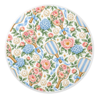Preppy Coastal Chic Pickleball Blå & Rosabränd Ros Knopp