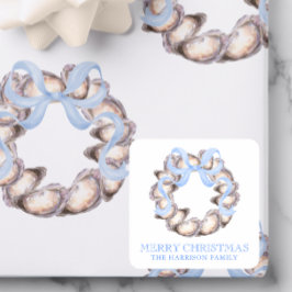 Preppy Coastal Oyster Bow God God jul Fyrkantigt Klistermärke