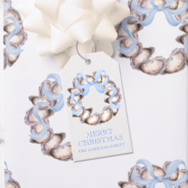 Preppy Coastal Oyster Bow God God jul Presentetikett