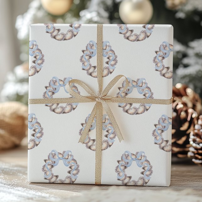 Preppy Coastal Oyster Bow God God jul Presentpapper (Skapare uppladdad)