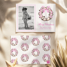Preppy Coastal Oyster Bow WANAN Photo Helgdag Julkort