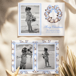 Preppy Coastal Oyster Bow WANAN Photo Helgdag Julkort
