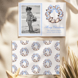 Preppy Coastal Oyster Bow WANAN Photo Helgdag Julkort