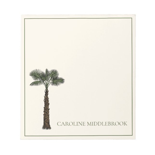 Preppy Coastal Palm Tree Personalized Anteckningsblock (Framsida)