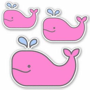 Preppy Coastal Rosa Whales Klistermärken