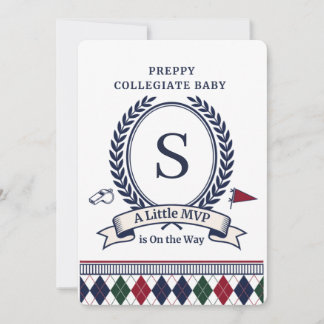 Preppy Collegiate Monogram | Barnkalas Inbjudningar