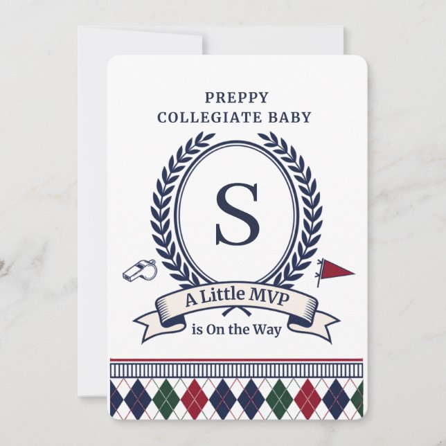 Preppy Collegiate Monogram | Barnkalas Inbjudningar (Framsida)