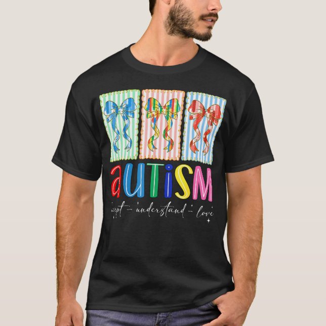 Preppy Coquette Autism Acceptans Medvetenhet T Shirt (Framsida)