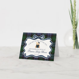 Preppy Coquette Bow Bear Baby Thank You Card  Tack Kort