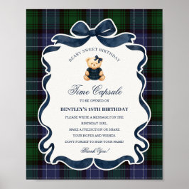 Preppy Coquette Bow Bear Birthday Time Capsule Poster
