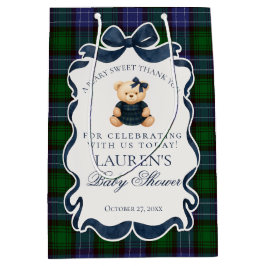 Preppy Coquette Bow Bear Plaid Baby Shower Favors