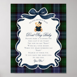 Preppy Coquette Bow Bear Tartan Säga Inte Baby Gam Poster