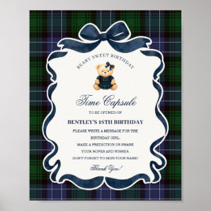 Preppy Coquette Bow Björn Födelsedag Tidskapsel Poster