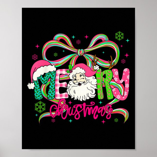 Preppy Coquette Bow Merry Christmas Santa Xmas Fam Poster (Framsidan)