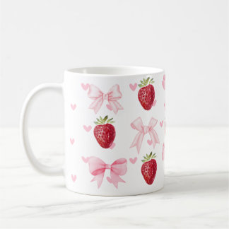 Preppy Coquette Bow Mugg Strawberry Rosa Girly