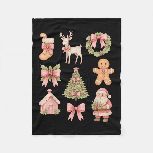 Preppy Coquette Bow Nk Julgran Santa Ginger Fleecefilt (Framsidan)
