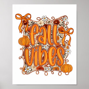 Preppy Coquette Fall Vibes Blommigt Pumpkin Spice Poster