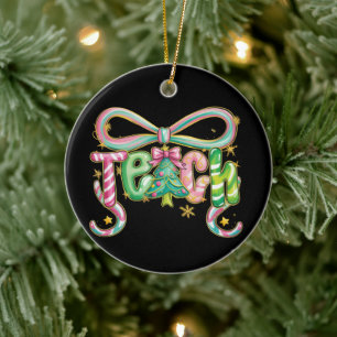 Preppy Coquette Lär jul lärare semester Julgransprydnad Keramik