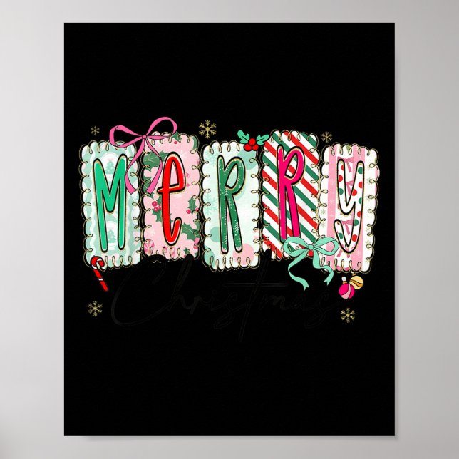 Preppy Coquette Merry Christmas Coquette Bow Girl  Poster (Framsidan)