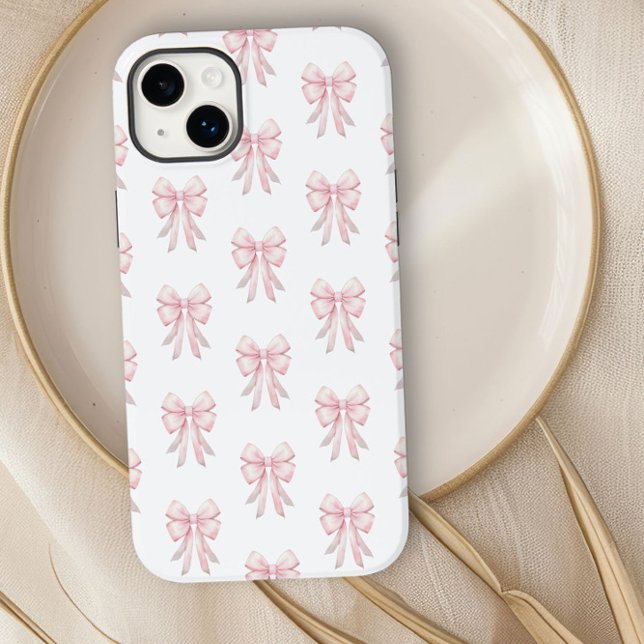 Preppy Coquette Rosa Bandmönster (iphone case with preppy pink bows by Darling and May)