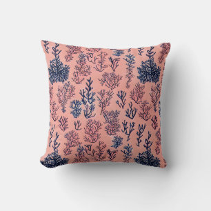 Preppy Coral och Blue Mönster Kudde