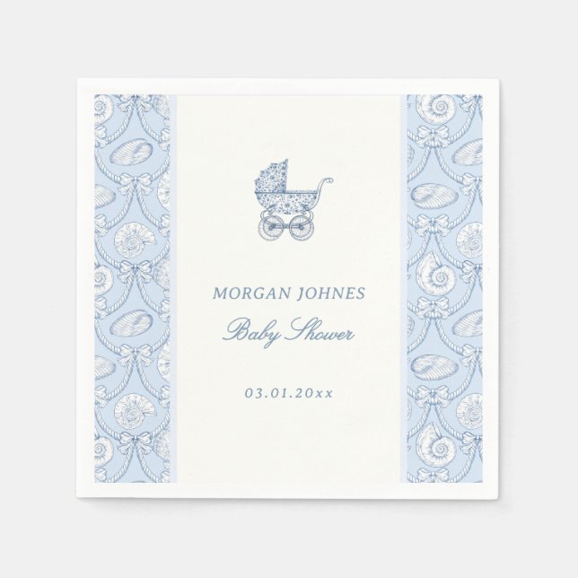 Preppy Couquette Coastal Baby Shower  Pappersservett (Framsidan)